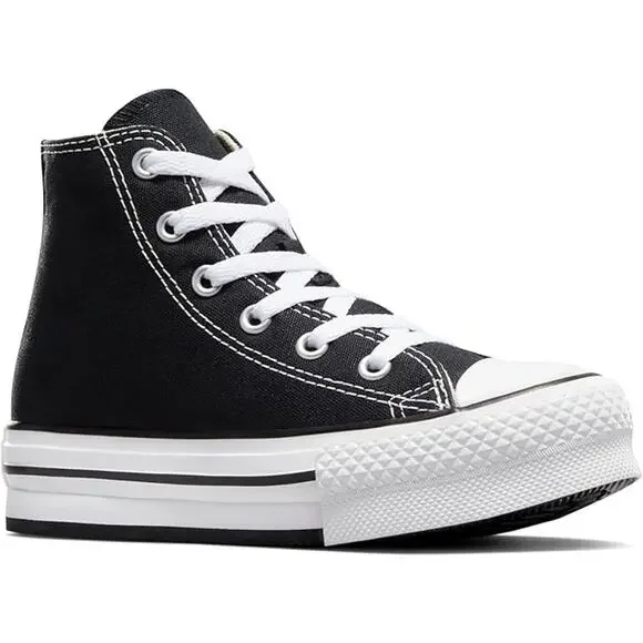 NWT Converse Girls' Chuck Taylor All Star EVA Lift High Top,Black/White-11 - Picture 4 of 6